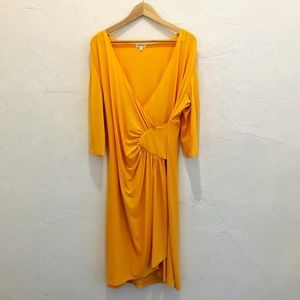 Mustard Kiyonna Faux Wrap Dress